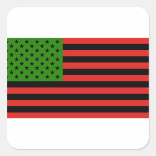Sticker Carré Drapeau afro-américain - Noir rouge et vert