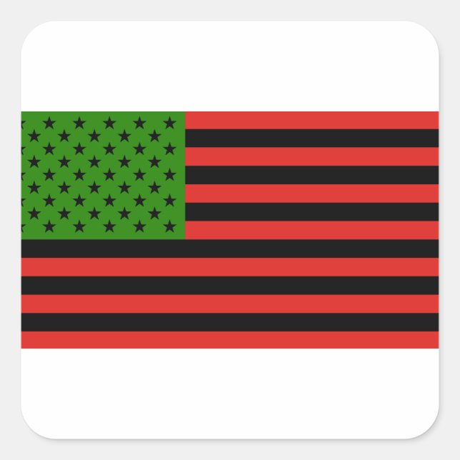 Sticker Carré Drapeau afro-américain - Noir rouge et vert (Devant)