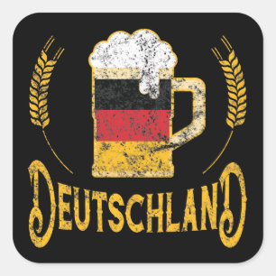 Sticker Carré Drapeau allemand Deutschland Bière Lover Oktoberfe