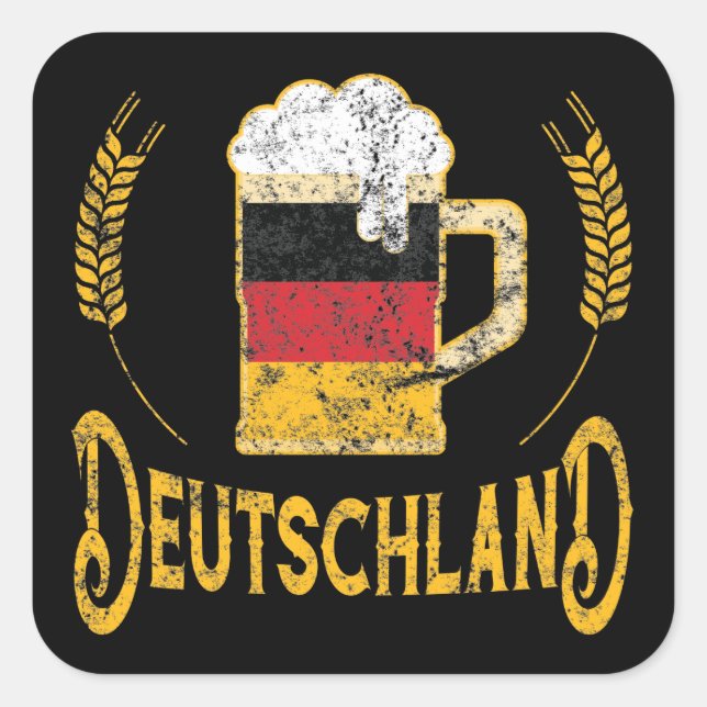 Sticker Carré Drapeau allemand Deutschland Bière Lover Oktoberfe (Devant)