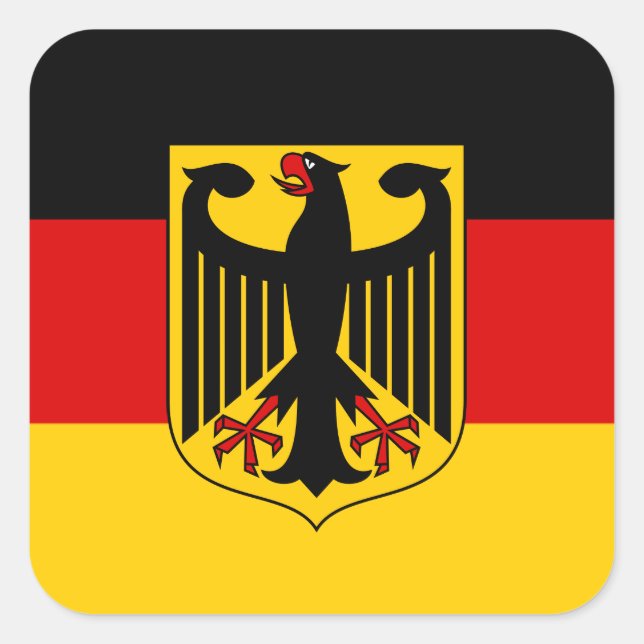 Sticker Carré Drapeau allemand et armoiries, Drapeau de l'Allema (Devant)