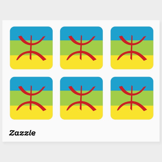 Sticker Carré Drapeau Amazigh Drapeau Berber Drapeau Kabyles (Feuille)