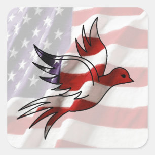 Sticker Carré Drapeau américain