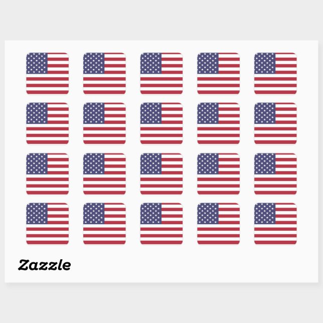 Sticker Carré Drapeau américain 4 juillet Patriotique (Feuille)