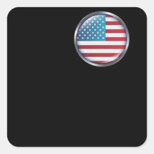 Sticker Carré Drapeau américain dans mon coeur - Drapeau américa