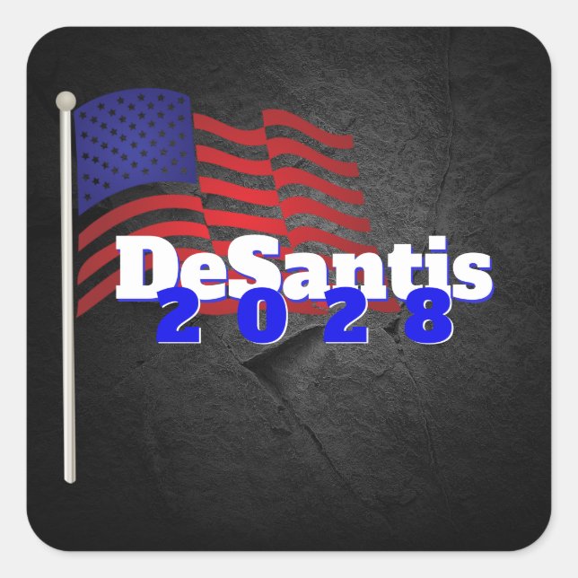 Sticker Carré Drapeau américain DeSantis 2028 (Devant)
