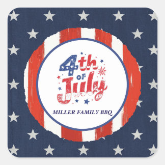 Sticker Carré Drapeau américain du 4 juillet Papier personnalisé