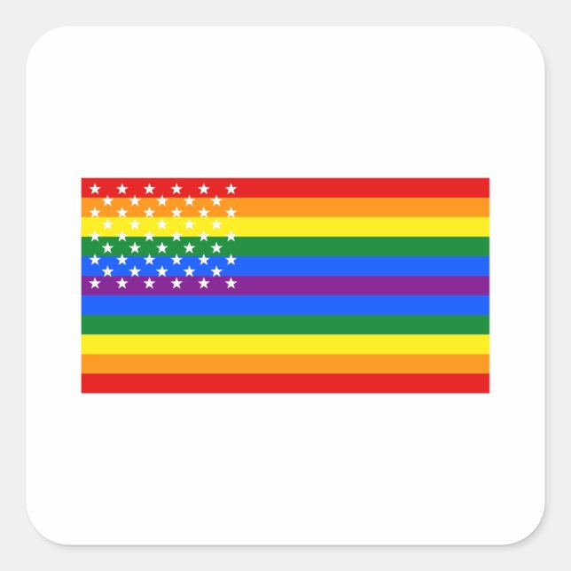 Sticker Carré Drapeau américain gay pride - Étoiles et rayures (Devant)