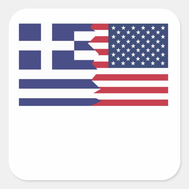 Sticker Carré Drapeau américain grec (Devant)