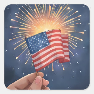 Sticker Carré Drapeau Américain Parti Patriotique