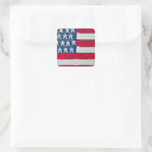 Sticker Carré Drapeau Américain Peint Sur Palette En Bois