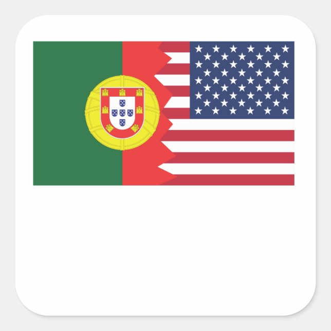 Sticker Carré Drapeau américain portugais (Devant)