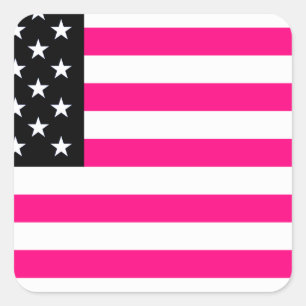Sticker Carré drapeau américain rose