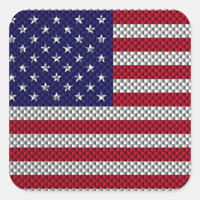 Sticker Carré Drapeau américain sur la fibre de carbone (Devant)