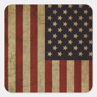 Sticker Carré Drapeau américain vintage Grunge