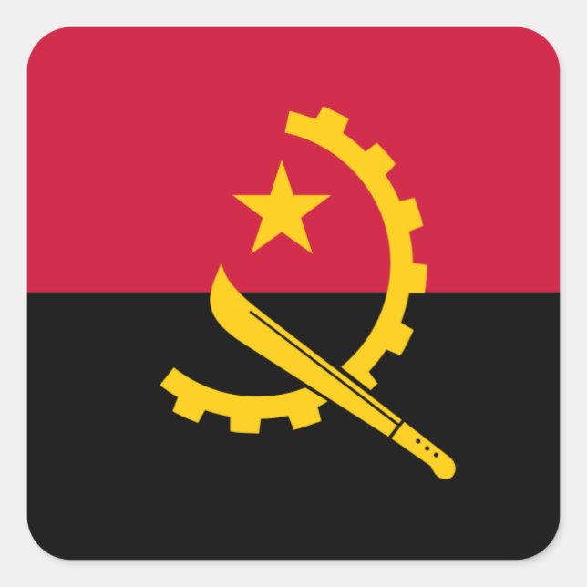 Sticker Carré Drapeau angolais, Drapeau de l'Angola (Devant)