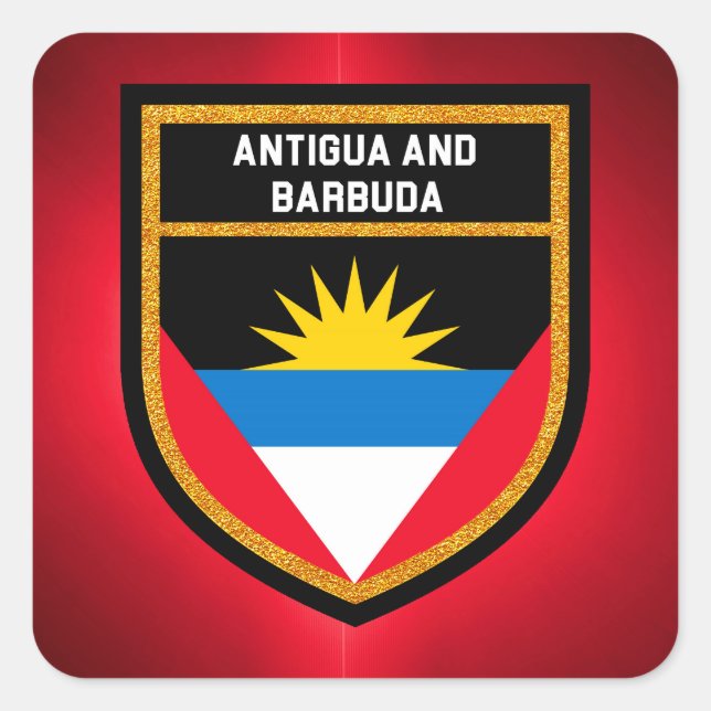 Sticker Carré Drapeau Antigua-Et-Barbuda (Devant)