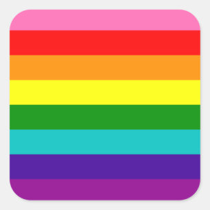 Sticker Carré Drapeau arc-en-ciel d'un Gay pride LGBT à 8 bandes