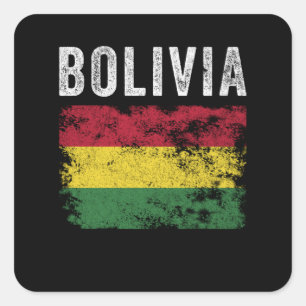 Sticker Carré Drapeau bolivien en détresse - Drapeau bolivien