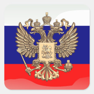 Sticker Carré Drapeau brillant russe
