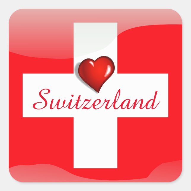 Sticker Carré Drapeau brillant suisse (Devant)