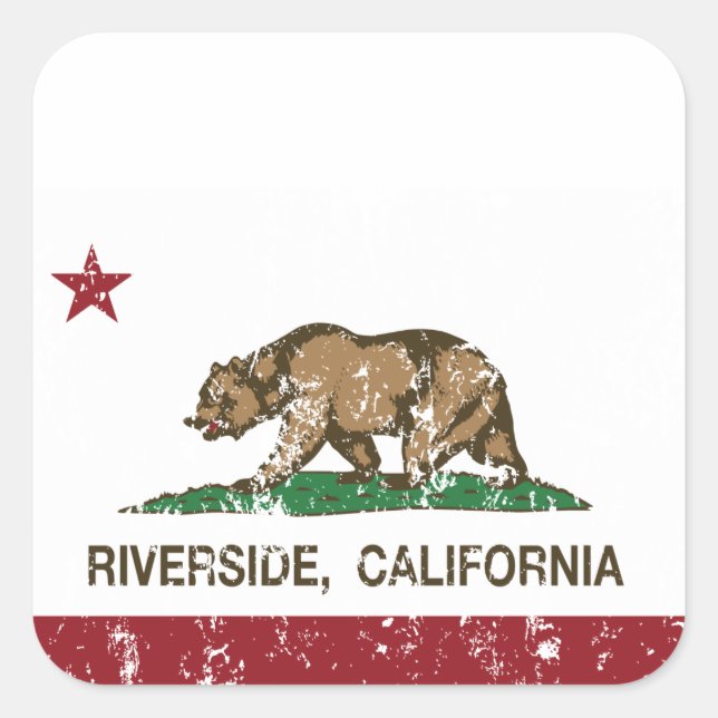 Sticker Carré Drapeau Californie Riverside (Devant)