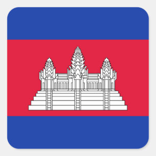 Sticker Carré Drapeau cambodgien