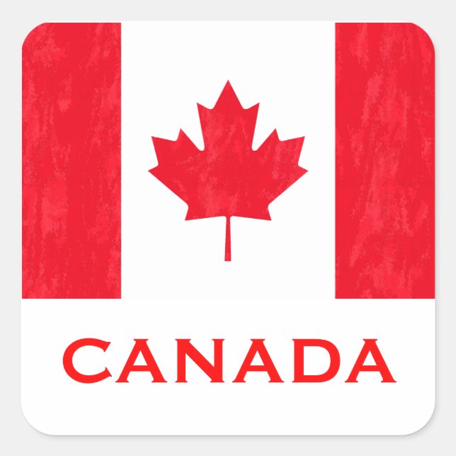 STICKER CARRÉ DRAPEAU CANADIEN (Devant)