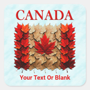 Sticker Carré Drapeau canadien de la feuille d'érable d'automne