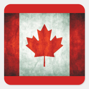 Sticker Carré Drapeau canadien en détresse