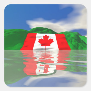 Sticker Carré Drapeau Canadien Terre
