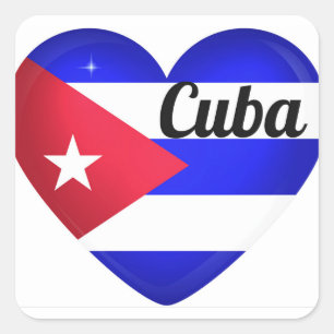 Sticker Carré Drapeau cardiaque cubain