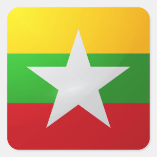 Sticker Carré Drapeau carré du Myanmar