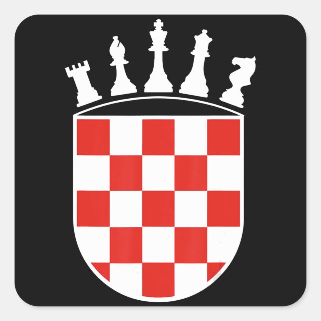 Sticker Carré Drapeau croate couleurs Joueur d'échecs cadeaux po (Devant)