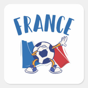 Sticker Carré Drapeau de balle de soccer en France