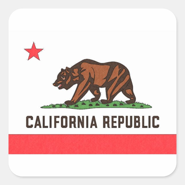 STICKER CARRÉ DRAPEAU DE CALIFORNIE (Devant)