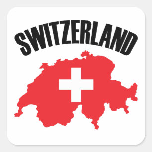 Sticker Carré Drapeau de carte Suisse