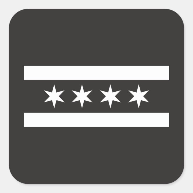 Sticker Carré Drapeau de Chicago en noir et blanc (Devant)
