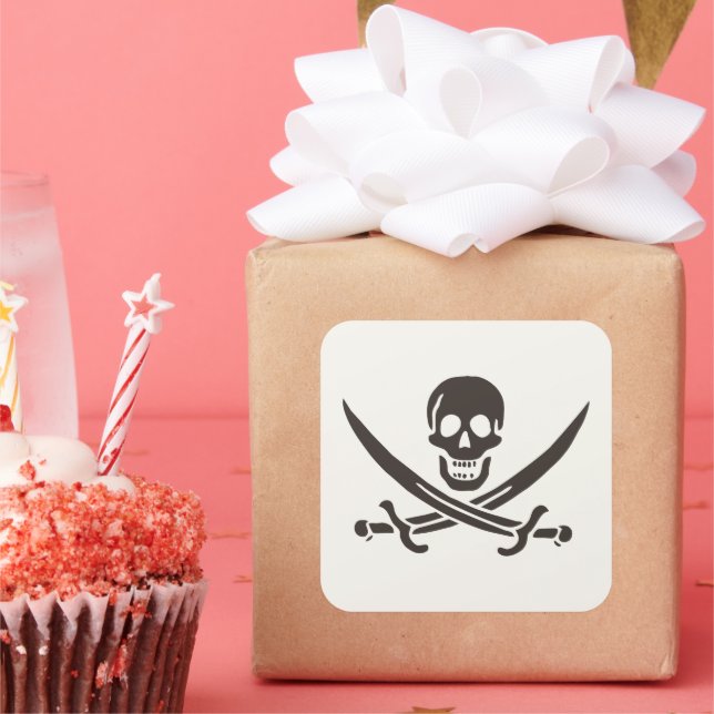 Sticker Carré Drapeau de crâne obsidien Drapeau de pirate Calico (Fête)