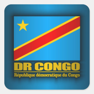 Sticker Carré Drapeau de DR Congo
