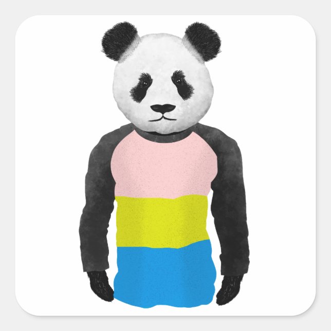 Sticker Carré Drapeau de fierté Pansexexuel Panda Bear (Devant)