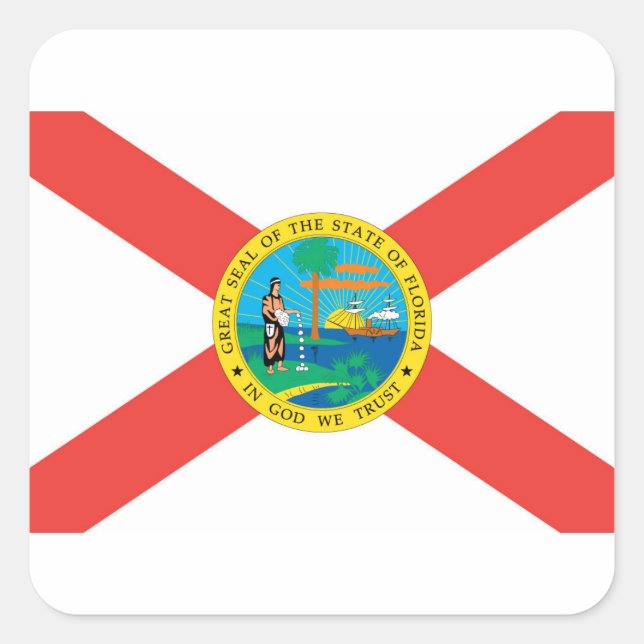 Sticker Carré Drapeau De Floride (Devant)