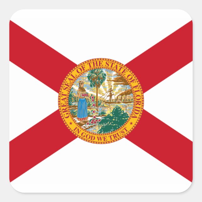 Sticker Carré Drapeau de Floride (Devant)