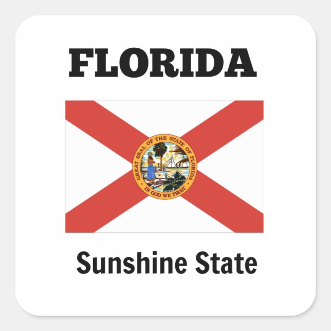 Sticker Carré Drapeau de Floride et devise de l'Etat (Devant)