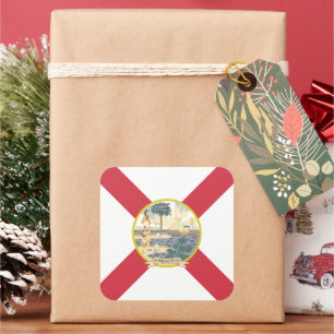 Sticker Carré Drapeau de Floride : L'état de soleil des Floridie