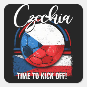Sticker Carré Drapeau de football Czechia, Football Européen