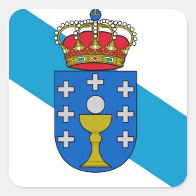 Sticker Carré Drapeau de Galice (Espagne) (Devant)