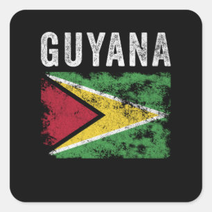 Sticker Carré Drapeau de Guyane en détresse - Drapeau de Guyane