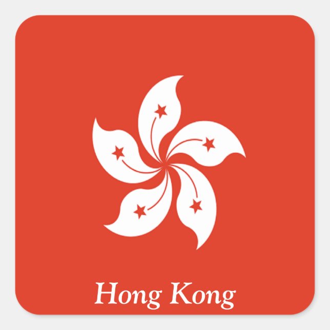 Sticker Carré Drapeau de Hong Kong (Devant)