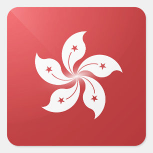 Sticker Carré Drapeau de Hongkong carré brillant